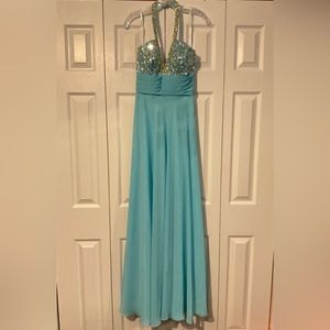 Maxi turquoise sequin formal/prom dress